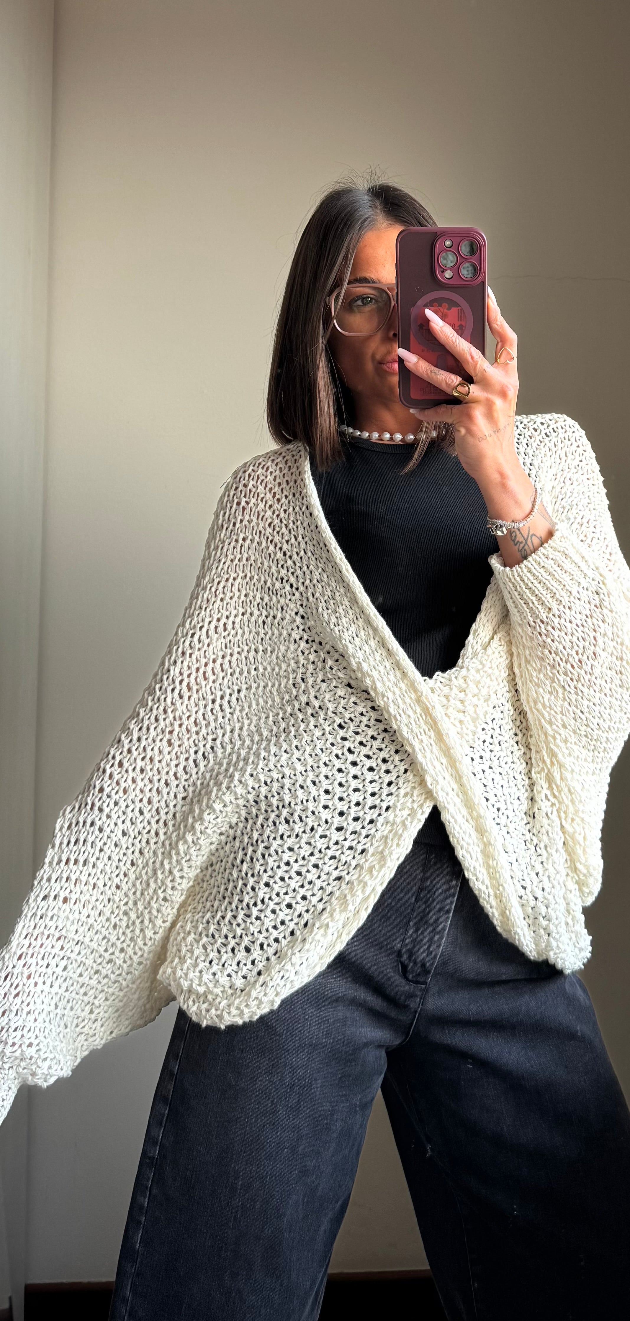 Maglia traforata incrocio