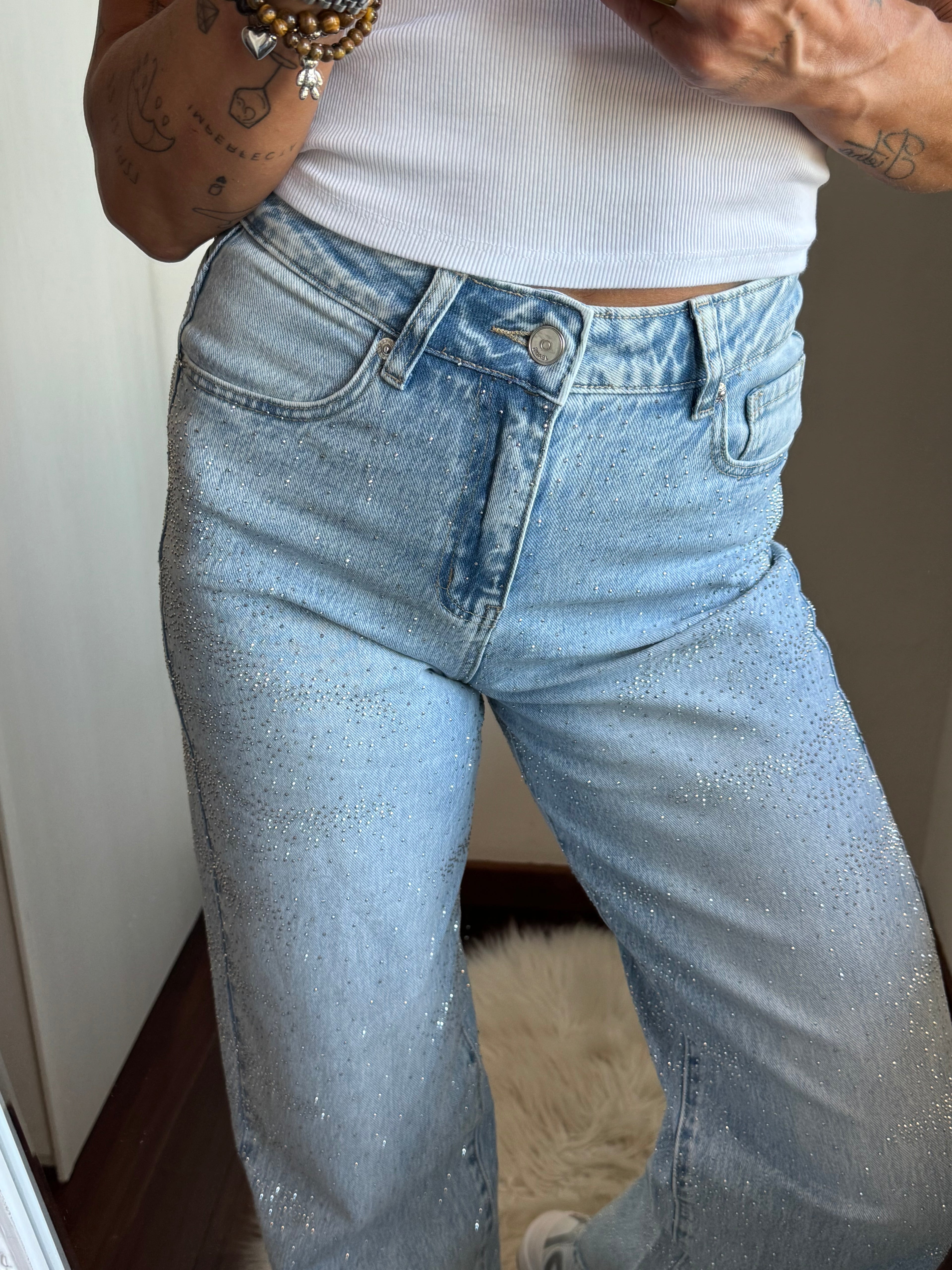 Jeans regular fit strass