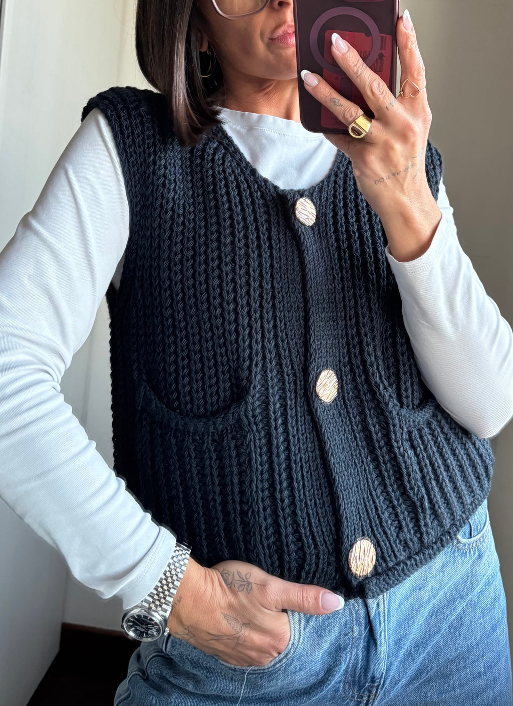 Gilet in maglia intrecciata