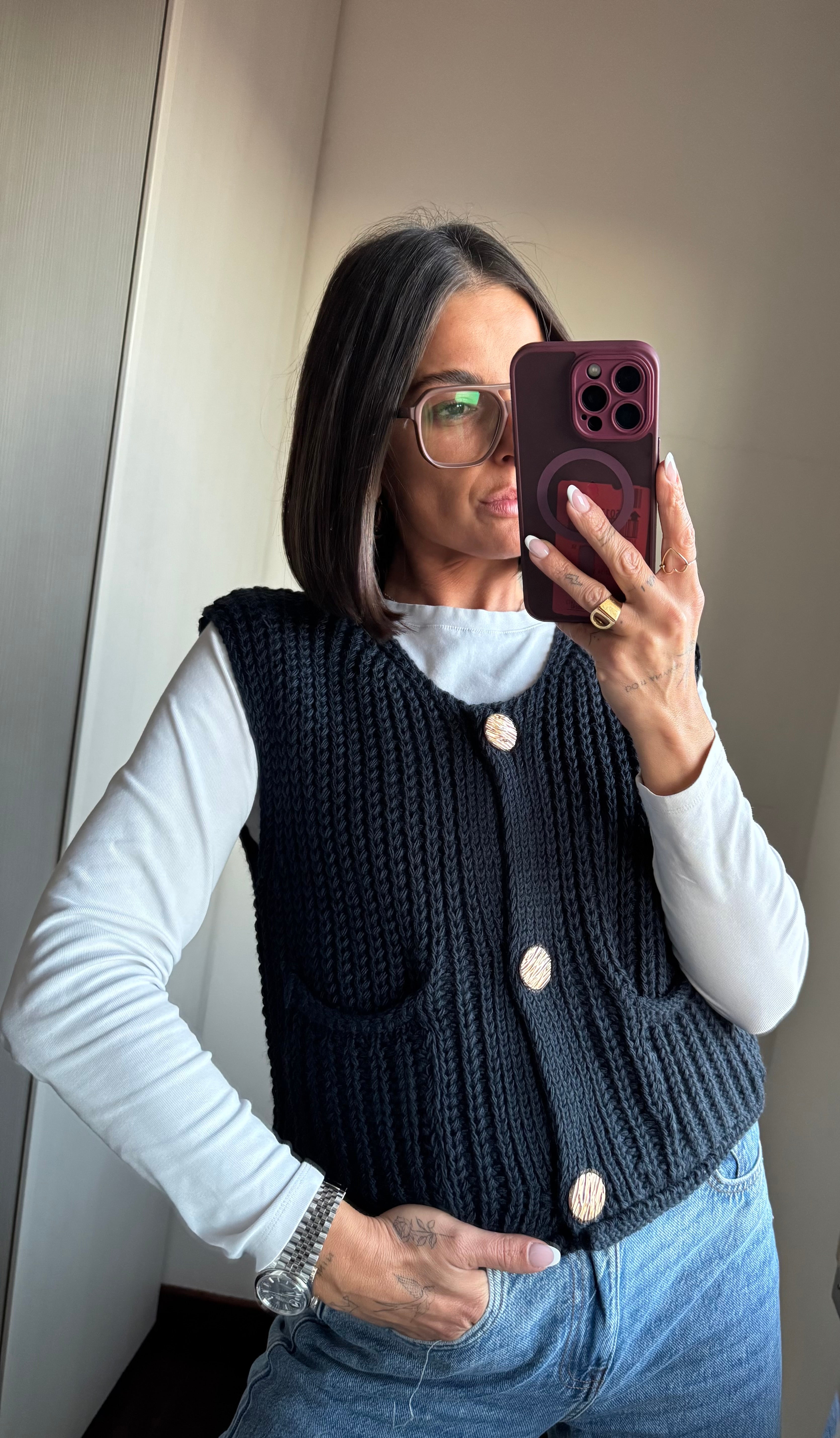 Gilet in maglia intrecciata