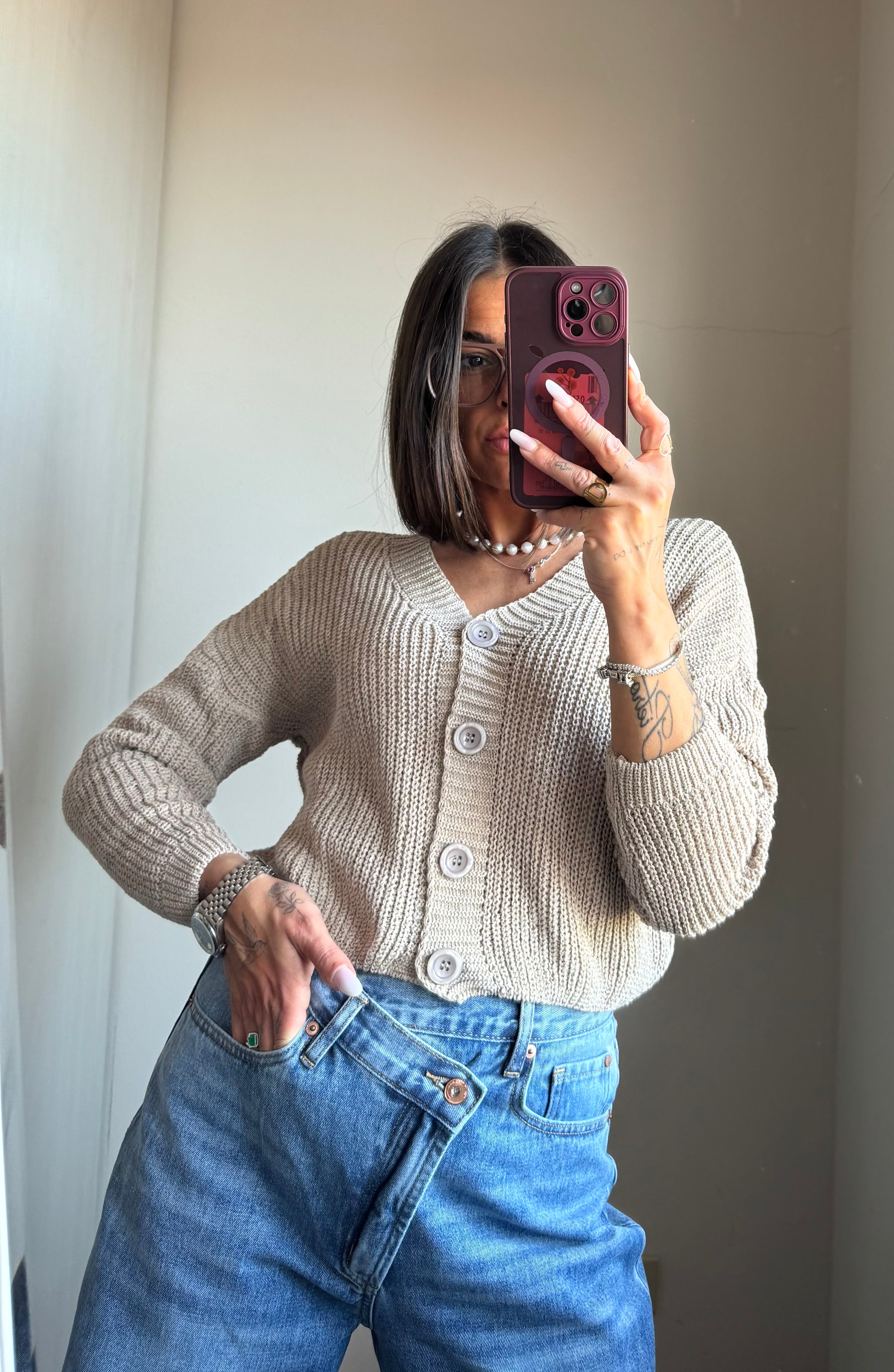 Cardigan basic cotone