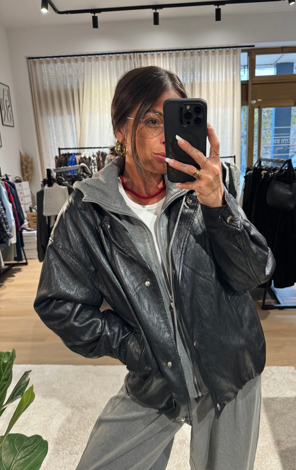 Contrast hooded jacket