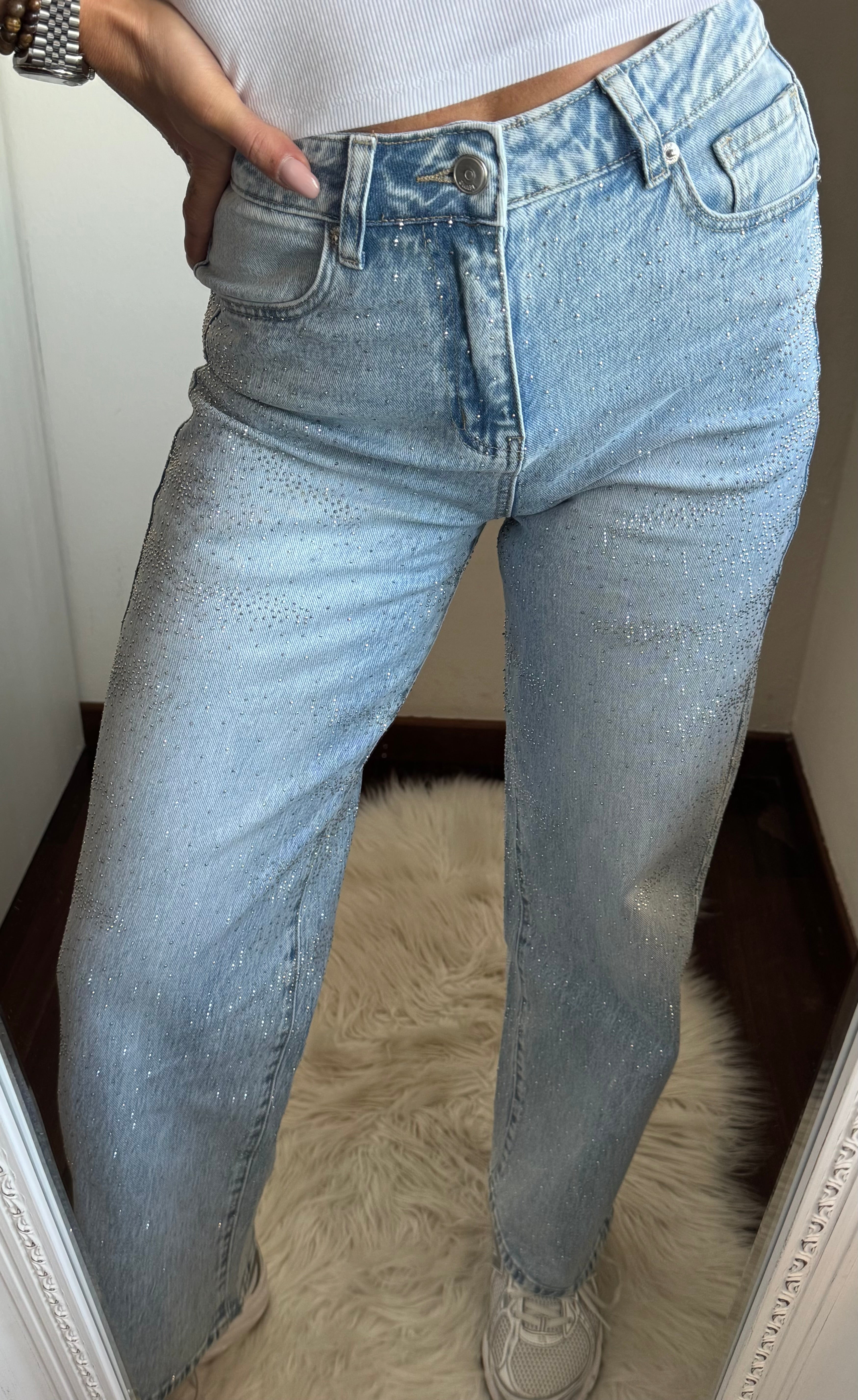 Jeans regular fit strass