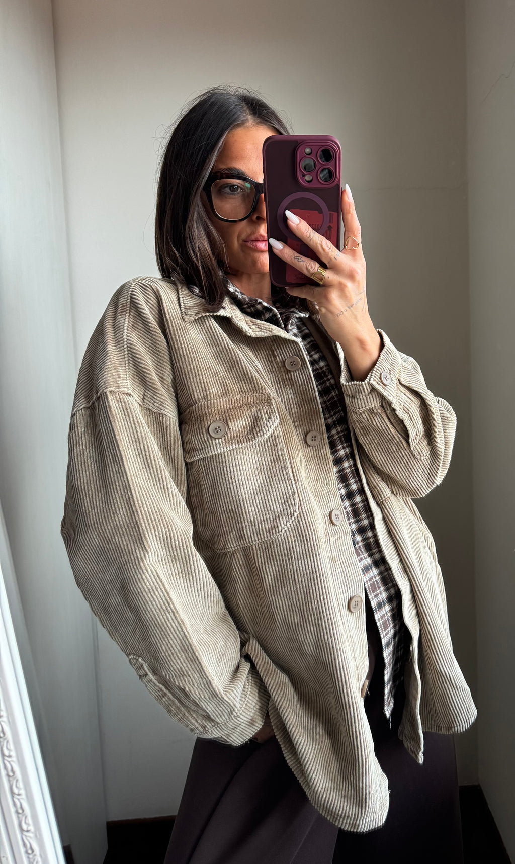 Giacca a camicia in velluto