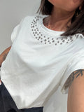 T-shirt borchie girocollo
