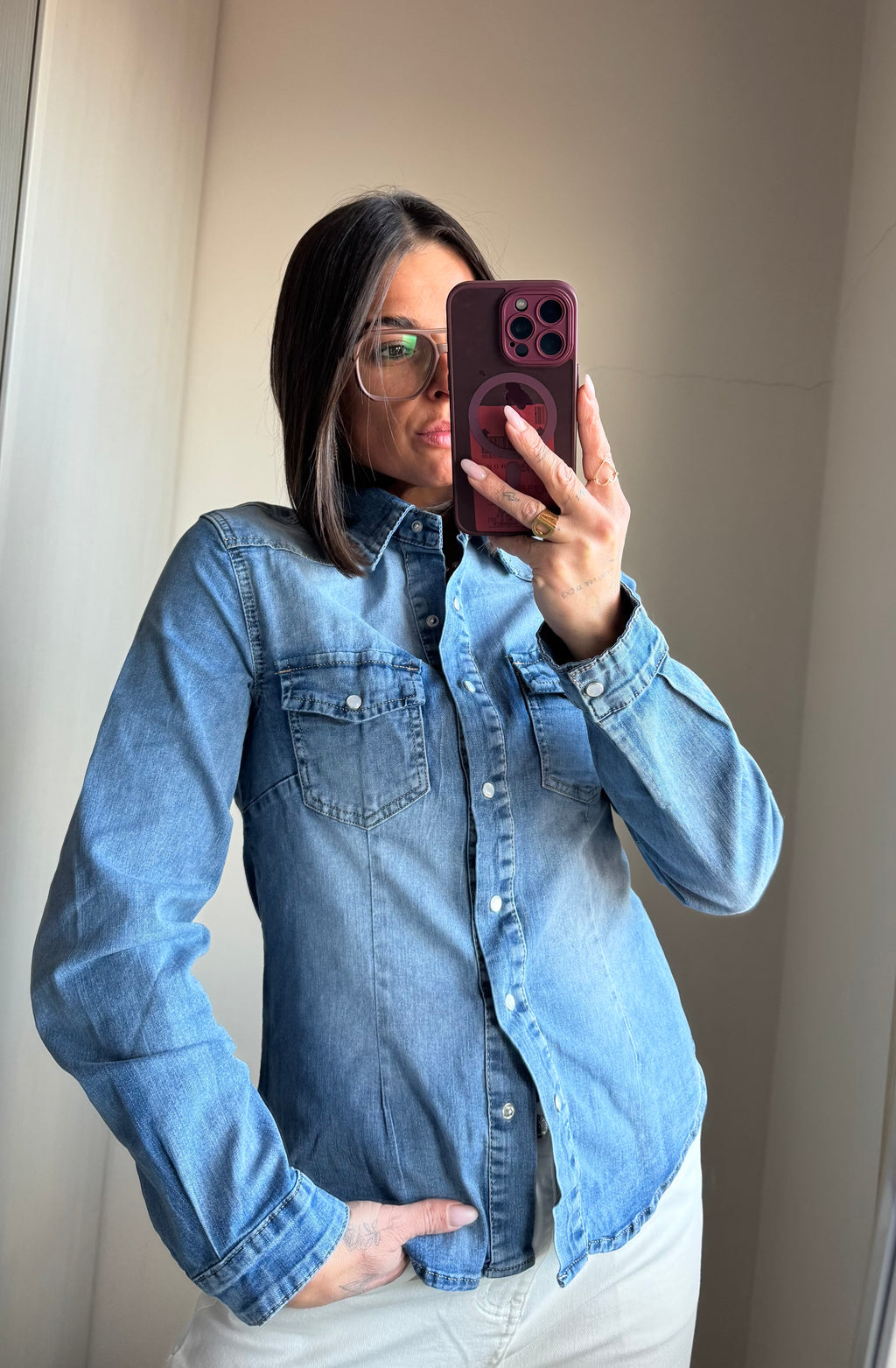 Camicia denim sfiancata