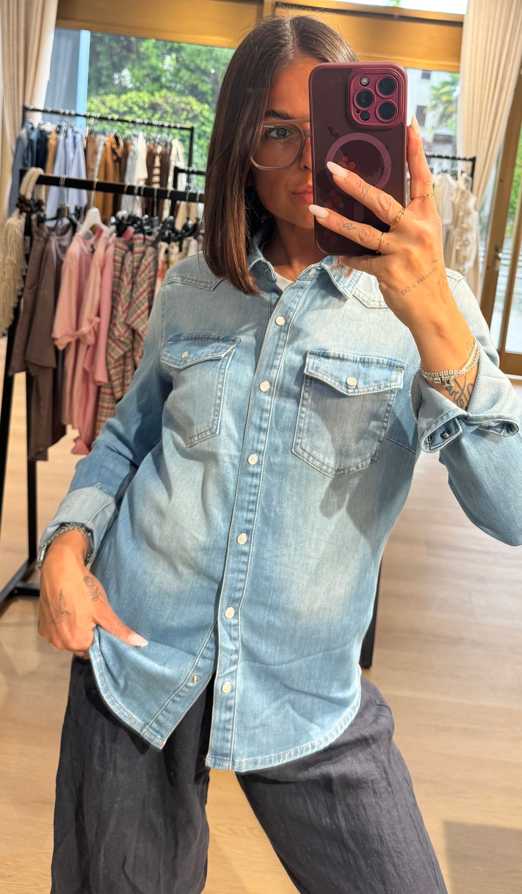 Camicia in denim sfiancata light blue