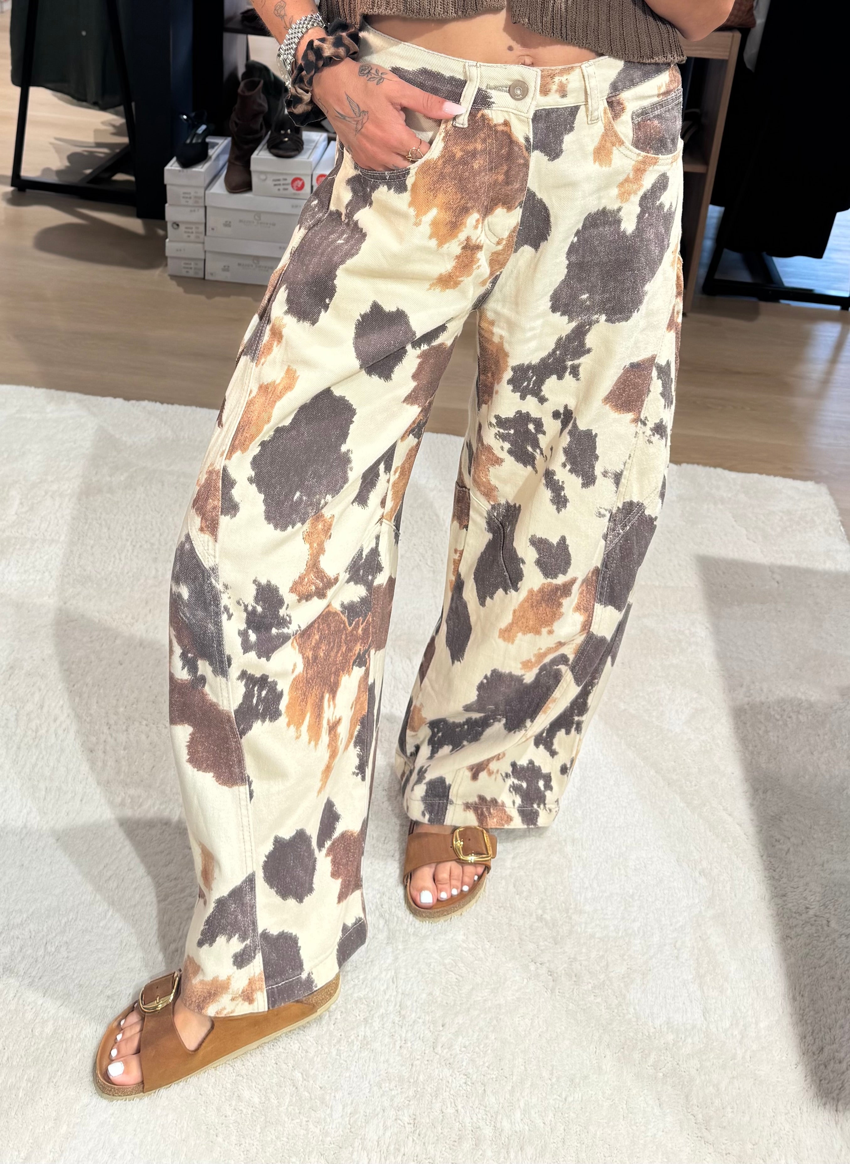 Jeans baggy Altamira cow print