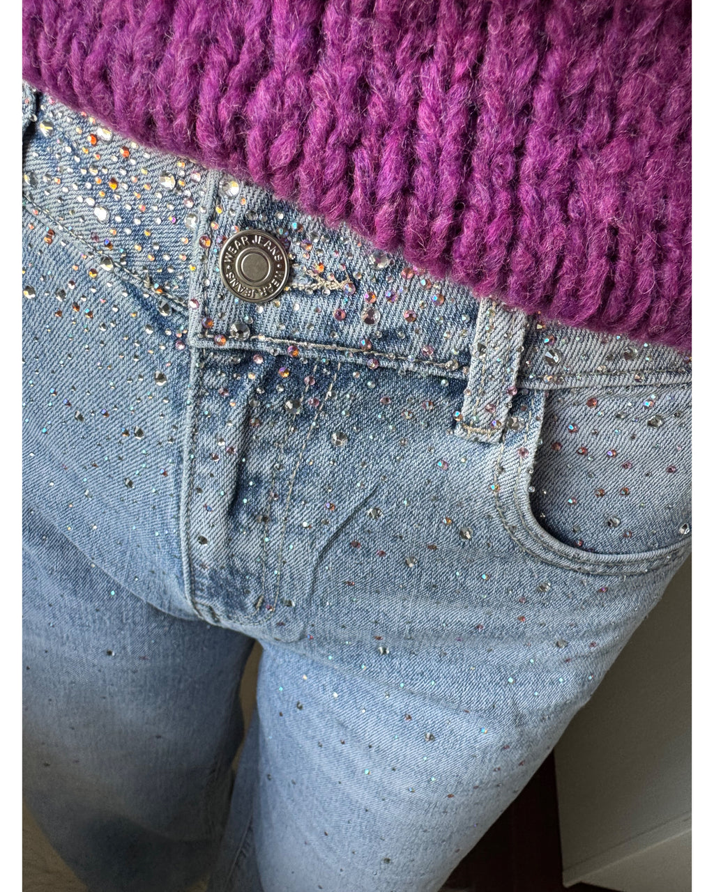 Jeans a palazzo strass