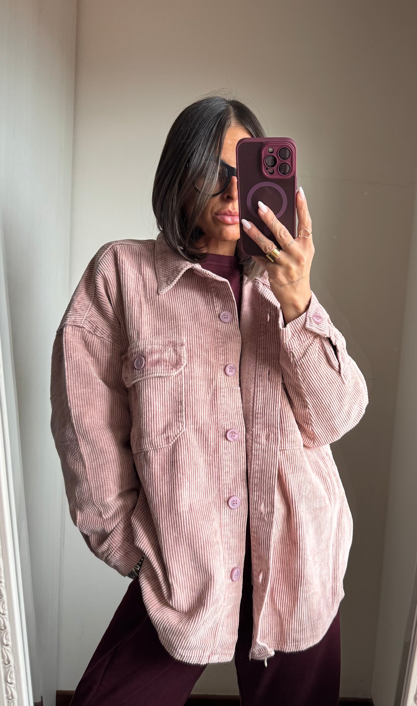 Giacca a camicia in velluto