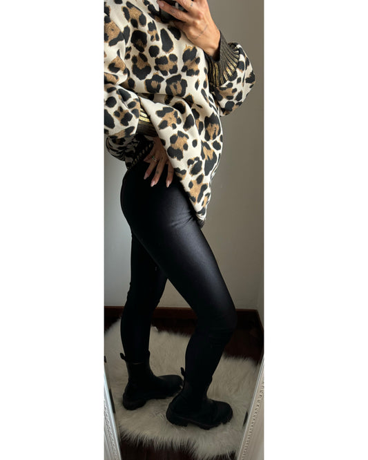 Leggings satinato felpato