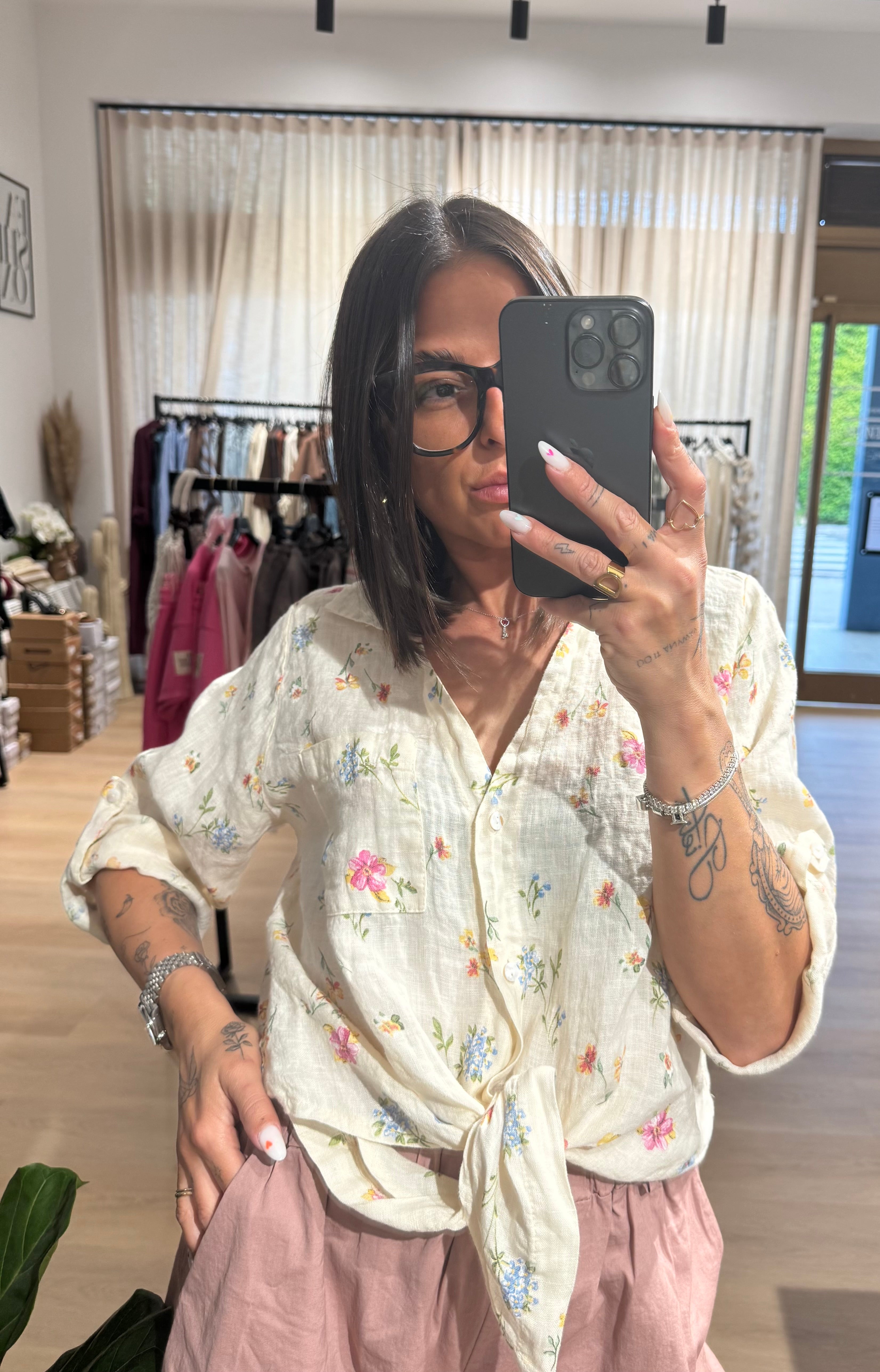 Camicia flowers in lino