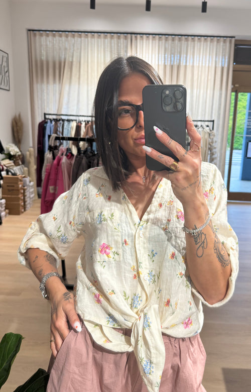 Camicia flowers in lino