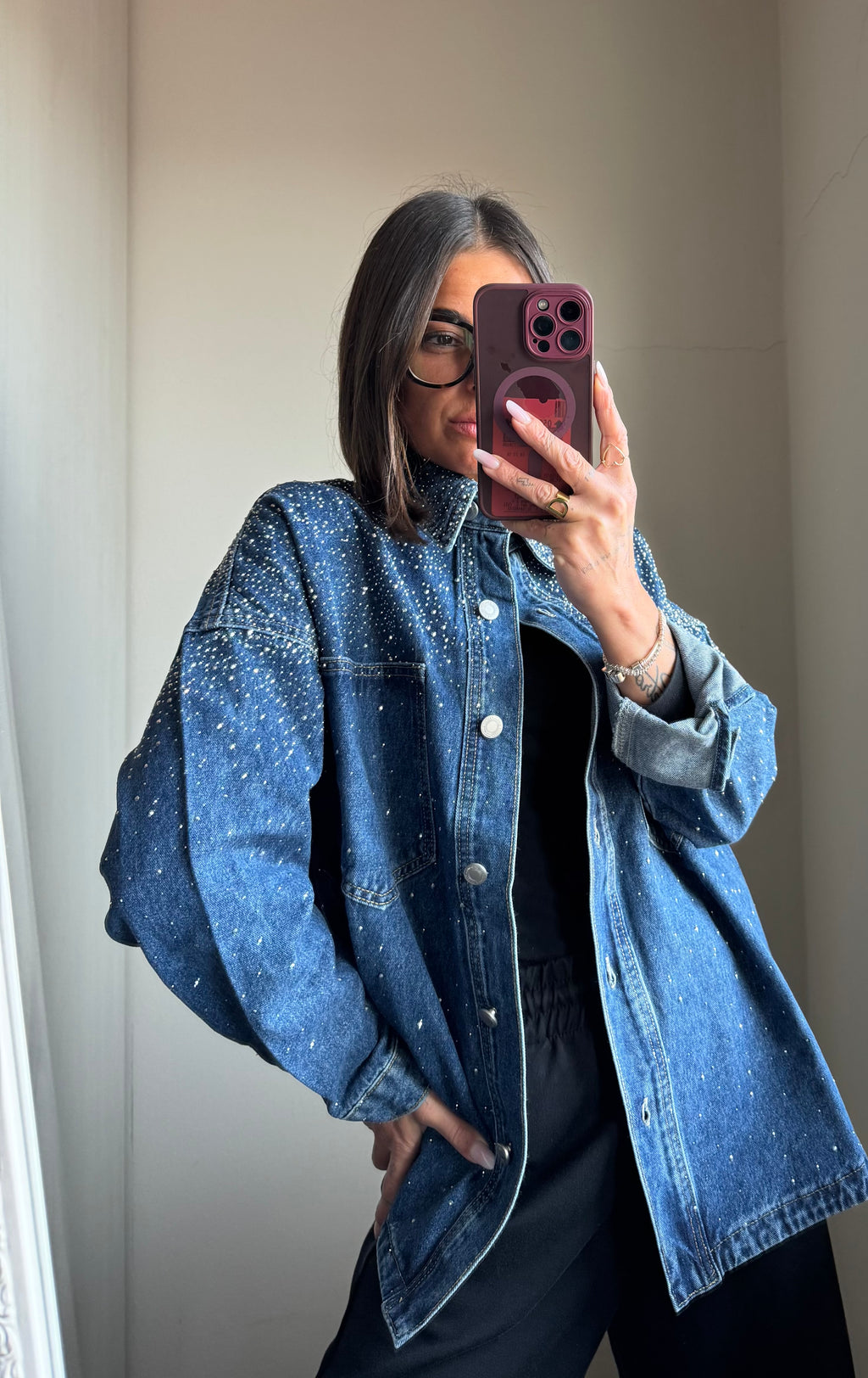 Giacca a camicia glitter