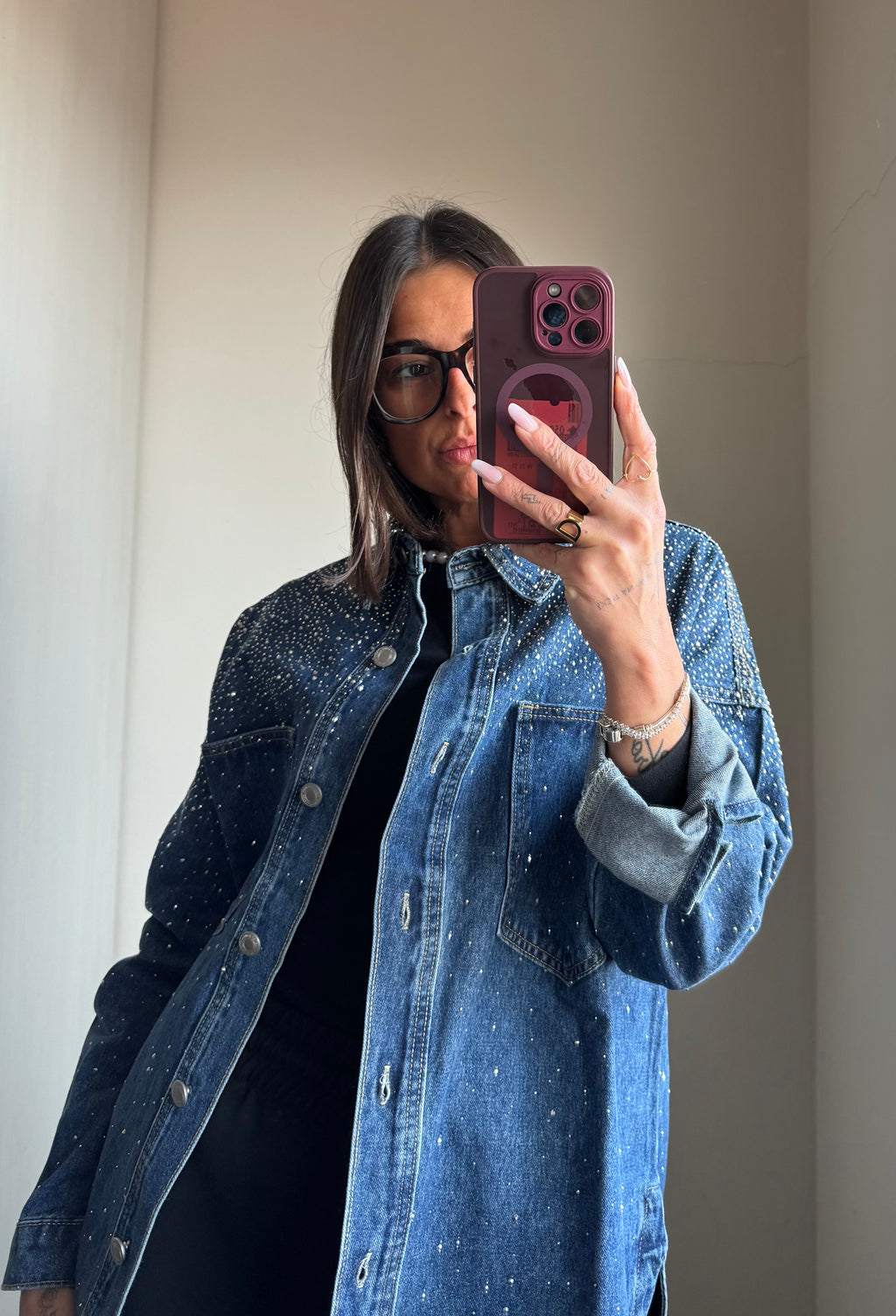 Giacca a camicia glitter