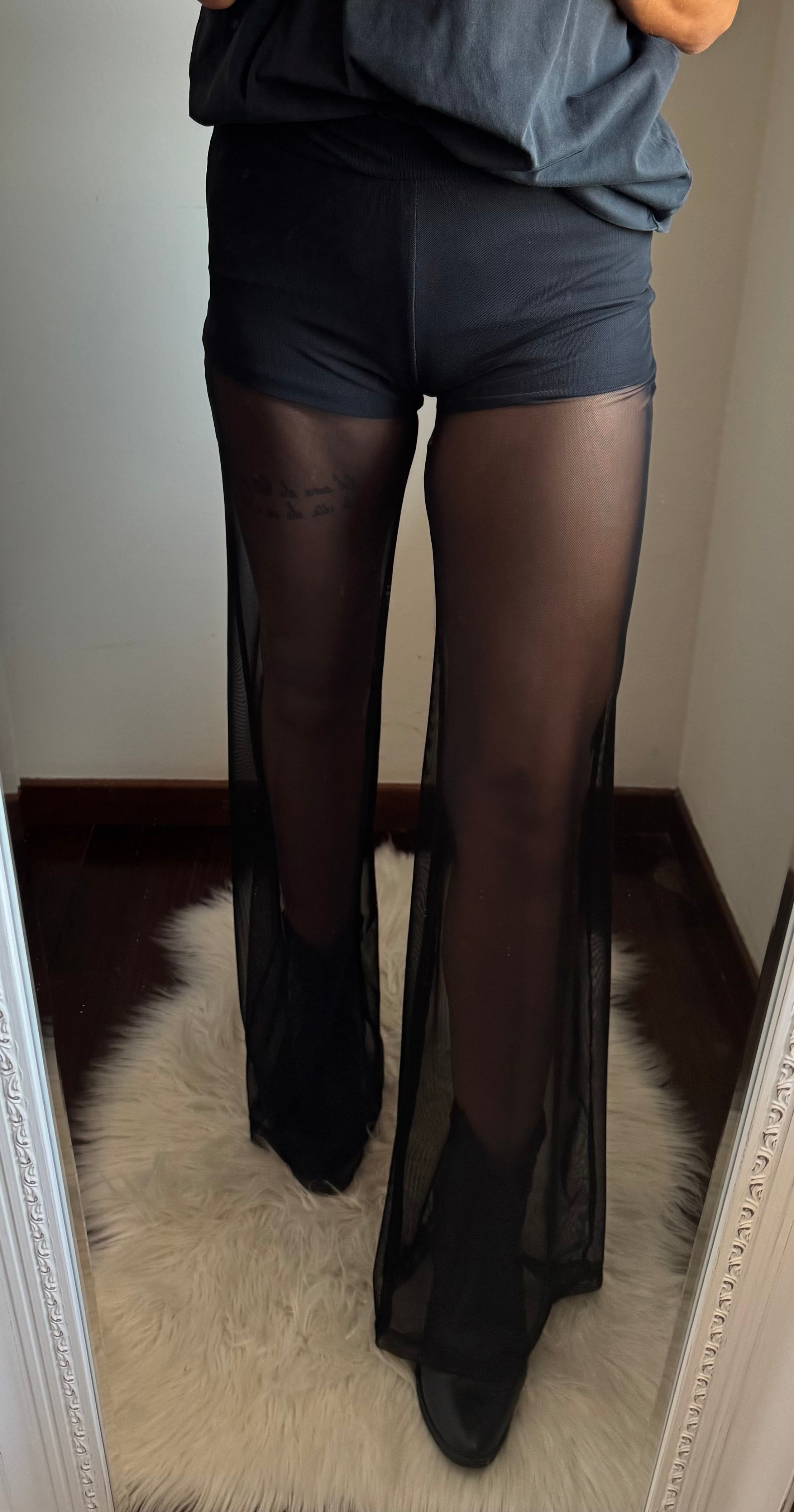 Pantalone palazzo con trasparenza