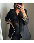 Blazer nero interno animalier