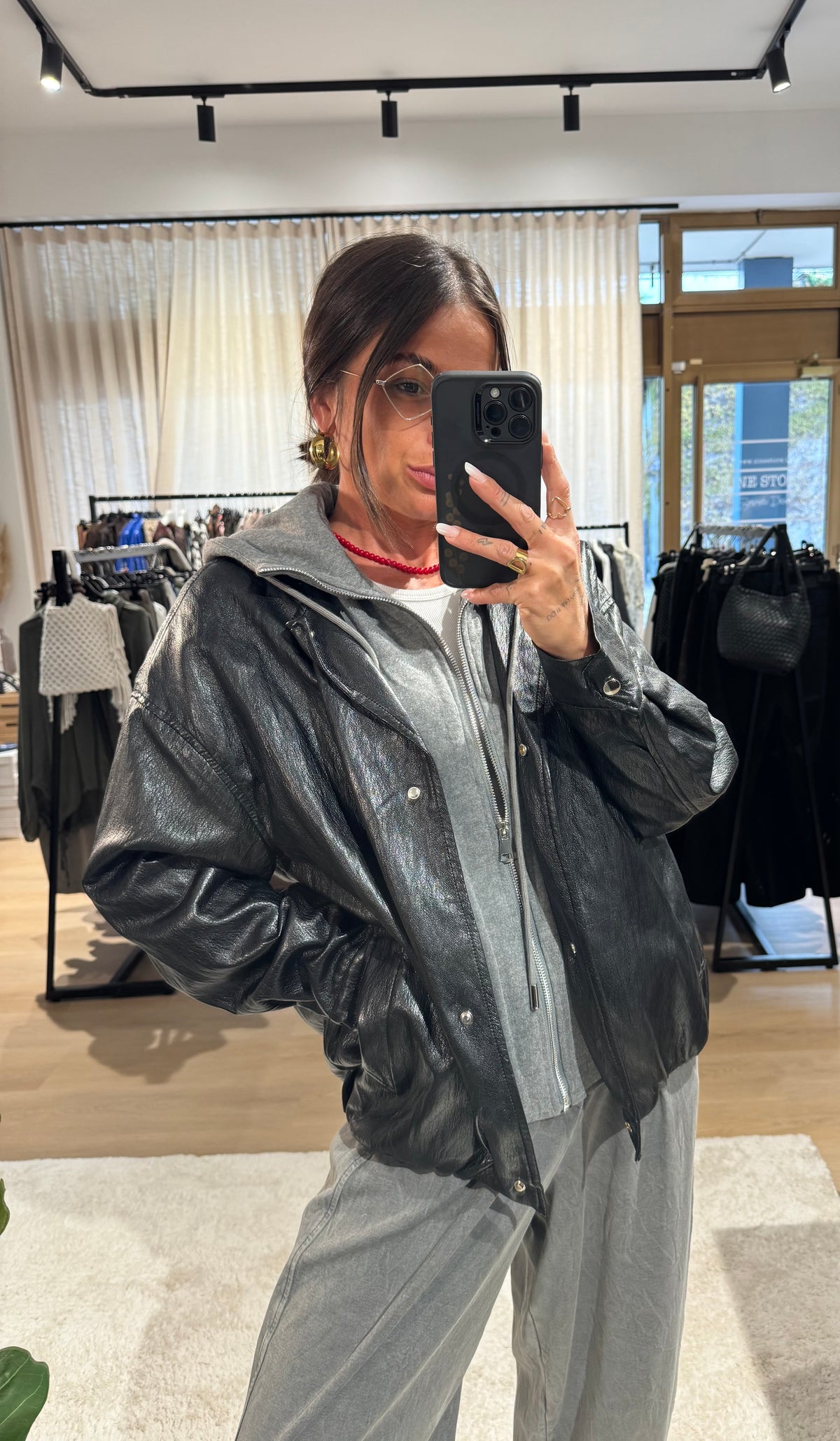 Contrast hooded jacket