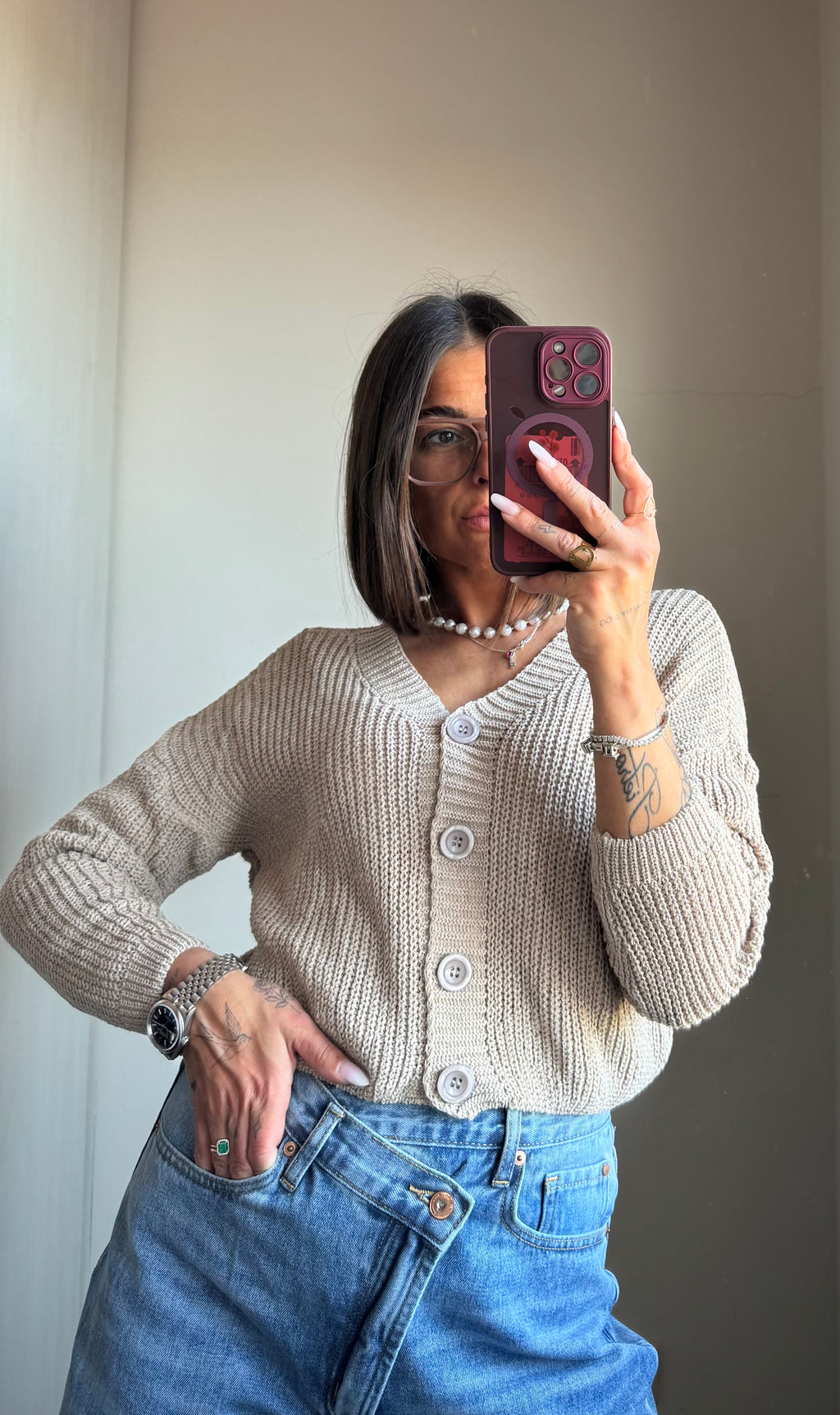 Cardigan basic cotone