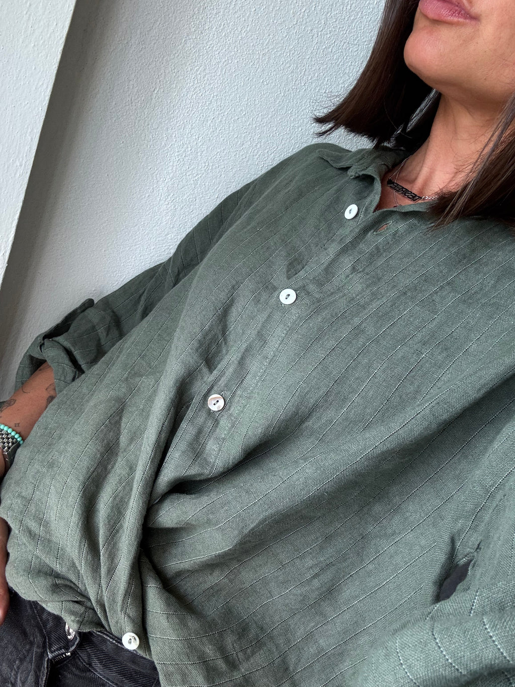 Camicia lino gessata